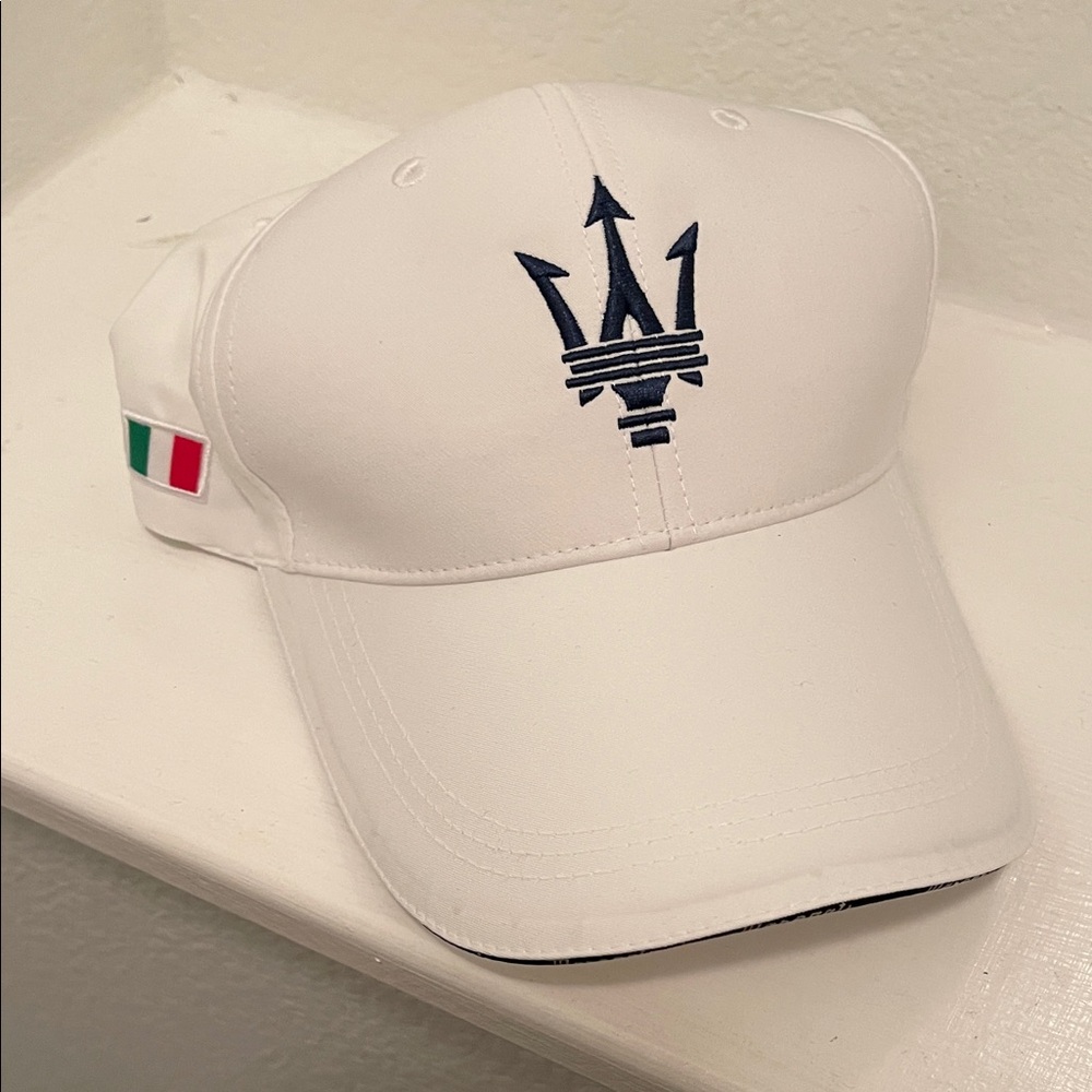Maserati White Cap with Trident Logo